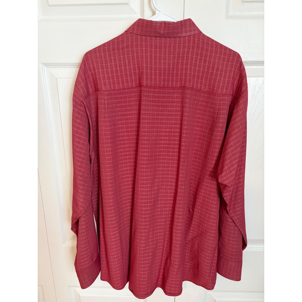 Saddlebred Mens XL Red White Micro Grid Check Long Sleeve Button Down Shirt - Picture 3 of 6